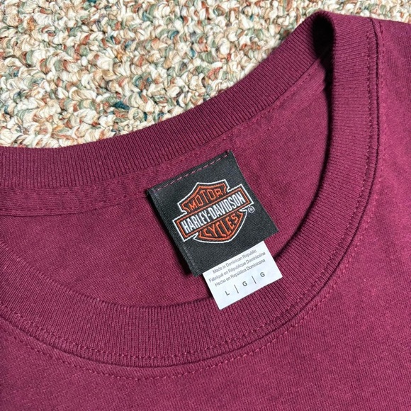 Y2K Harley Davidson Tee maroon red size L biker skater Vtg - Picture 6 of 8